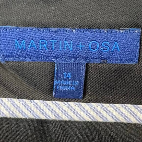 Martin & Osa Women's Black Rayon/Cotton Back Zipper Skirt Size 14 Semi Satin - Picture 3 of 8